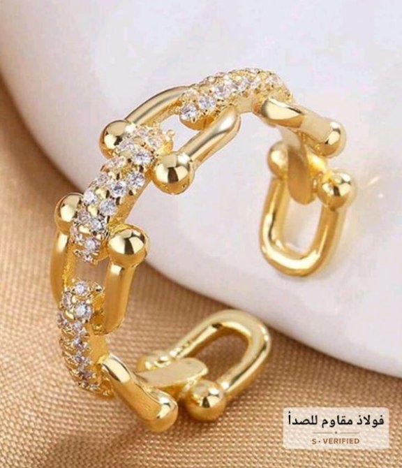خاتم ذهبي فولاذ مقاوم للصدأ، قابل للتكبير والتصغير